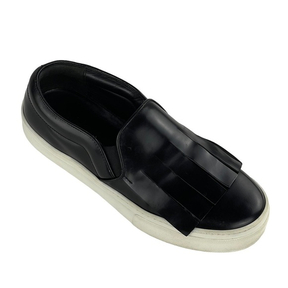 CELINE PHILO FRINGE SPAZZOLATO HIGH SHINE PATENT LEATHER SLIP ON SKATE SNEAKERS - Picture 1 of 15